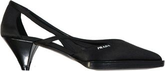 Prada Black Silk Mid Heel Womens Pumps
