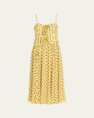 Cinq &agrave; Sept Camille Polka Dot Ruffled Midi Dress