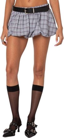 Edikted Plaid Bubble Microskort in Blue at Nordstrom, Size X-Small