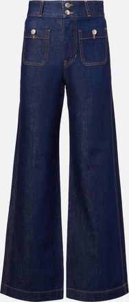 Veronica Beard Womens Taylor High Rise Wide Leg Jeans In Indigo Rinse