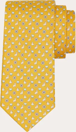 Ferragamo Men Charms print silk tie Yellow