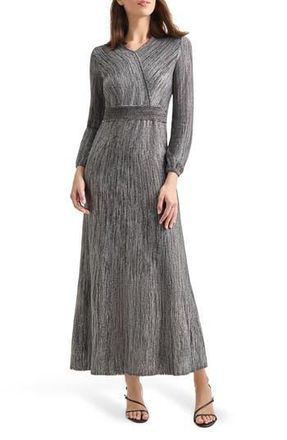 Misook Heritage Fit Long Sleeve Sweater Dress in Black/mink/silver at Nordstrom Rack, Size Medium
