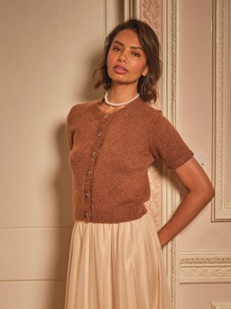 Fat Face FatFace Elsie Brown Fluffy Cardigan