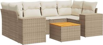 vidaXL Vidaxl - Set Sof&aacute;s De Jard&iacute;n 7 Piezas Y Cojines Rat&aacute;n Sint&eacute;tico Beige