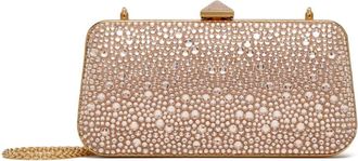 Valentino Garavani Carry Secrets rhinestone-embellished clutch bag - women - Brass/Lamb Skin/Lamb Skin/Crystal/Metal - One Size - Gold