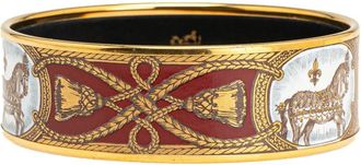 Hermès 1900s Grand Apparat 70 brede emaille armband - Goud
