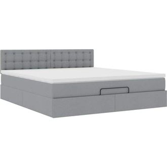 vidaXL Vidaxl - Estructura De Cama Otomana Colch&oacute;n Tela Gris Claro 180x200cm
