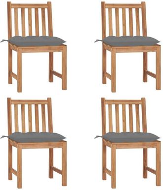 vidaXL Sillas De Jard&iacute;n 4 Unidades Madera Maciza De Teca Con Cojines Vidaxl