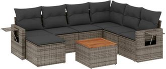 vidaXL Vidaxl - Set De Sof&aacute;s De Jard&iacute;n 8 Pzas Y Cojines Rat&aacute;n Sint&eacute;tico Gris