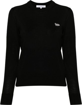 Maison Kitsuné Baby Fox-patch sweater - women - Wool - M - Black