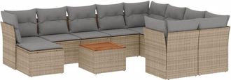 vidaXL Set De Sof&aacute;s De Jard&iacute;n 11pzas Con Cojines Rat&aacute;n Sint&eacute;tico Beige Vidaxl