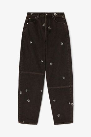 Ganni Brown Stary Daisy Duck Jeans - Size 24W/33L Organic Cotton