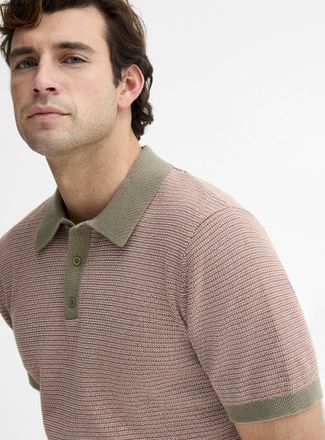 Le 31 Mens Retro stripe knit Polo Shirt
