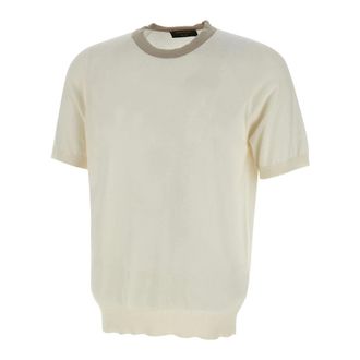 Gran Sasso Round-neck Knitwear, male, White, Size: 2XL Crew Neck Knitted T-Shirt