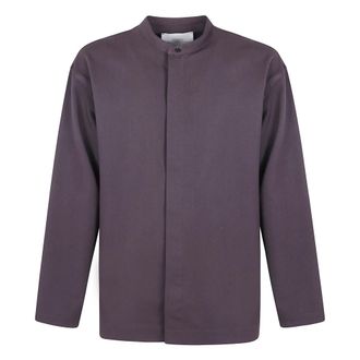 STUDIO NICHOLSON Opa Kraag Shirt in Karst Stijl - Heren - Overhemden - Paars - Maat: S