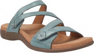 Taos Womens Double U Leather Strap Sandals In Teal
