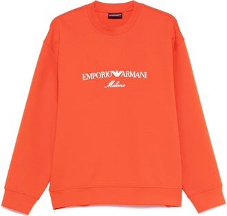 Emporio Armani logo-embroidered double-jersey sweatshirt - Orange