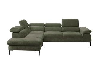 Pascal Morabito Sof&aacute; rinconera terciopelo 5 plazas verde 280x214cm