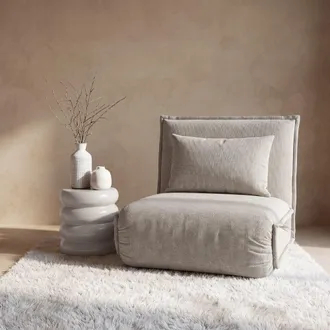 Maisons du monde Sill&oacute;n cama individual de tela beige