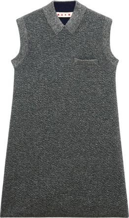 Marni Wool Mini Jurk Met Lurex Details - Dames - Kleedjes - Grijs - S - Wol - Kleedjes