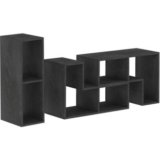 HOMCOM Mobile TV Basso e Modulabile a 6 Ripiani Totali in Truciolato Nero
