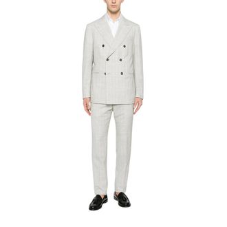 Caruso Double Breasted Suits, male, Gray, 2XL, Norma Double-Breasted Suit