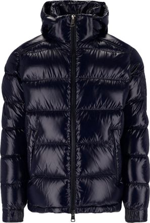 Herno Blue Glossy Polartech Hooded Down Jacket