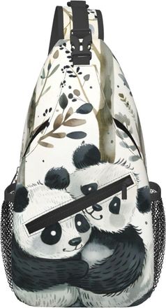 Generic Plant Panda Couple Chest Bag With Zipper Crossbody Bag Anti Theft Backpack For Shopping Men Runner