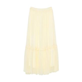 SOLOTRE Maxi Skirts, female, Yellow, Size: 2XS Gonna elastico in vita bordo con volant