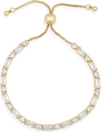 Nordstrom Rack Cubic Zirconia Adjustable Bracelet in Clear- Gold at Nordstrom Rack