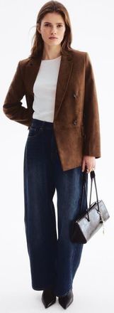 H&M Double-breasted Blazer in Brown at Nordstrom, Size Xx-Small