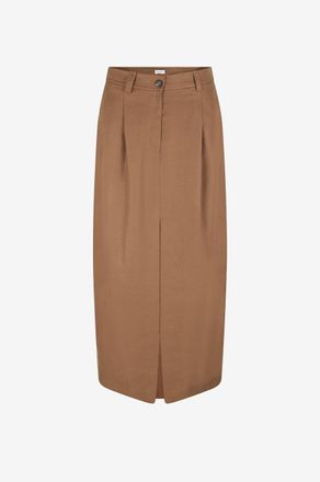 Brunello Cucinelli Midi-Rock mit Abn&auml;hern aus Leinen