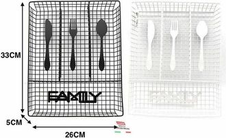 Trade Shop Trade Shop - Porta Posate Da Cassetto In Metallo 4 Scomparti 33 X 26 Cm Colorato Cucina Casa