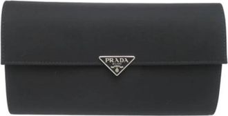 Prada Pre-owned Vintage Lange Portemonnee (bi-fold) - Dames - Vintage Accessoires - Zwart - ONE Size - Nylon - Vintage