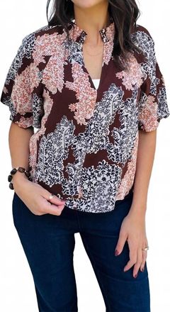 THML Clothing Womens Wildflower Blouse In Brown