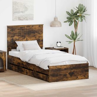 vidaXL Estructura De Cama Roble Ahumado 90 X 200 Cm Madera Ingenieril Vidaxl