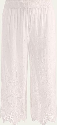 Alice & Olivia Elba Embroidered Cotton Pants