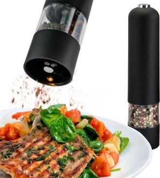 OEM Molinillo El&eacute;ctrico De Pimienta Y Sal - Luminoso - Funciona Con Pilas - Grado De Molienda Ajustable - Negro