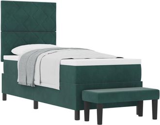vidaXL Box Spring Bed with Mattress Dark green 80 x 200 cm Velvet Vidaxl