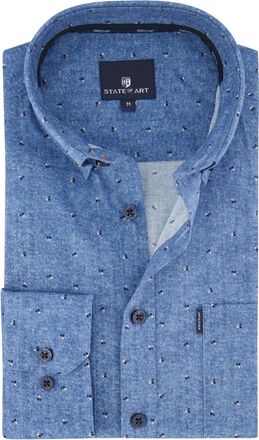 State of Art overhemd blauw katoen patroon