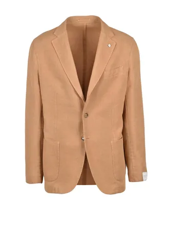 L.B.M. 1911 Beige Cotton Ramie Rounded Blazer Jacket