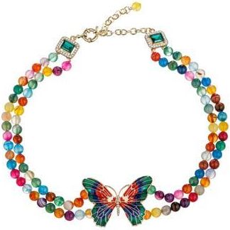 Eye Candy Los Angeles Monarch Butterfly Beaded Necklace in Rainbow at Nordstrom Rack