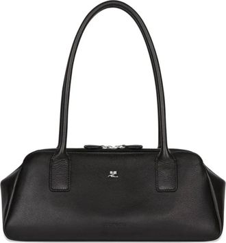 Courr&egrave;ges Logo Schoudertas - Dames - Schoudertassen - Zwart - ONE Size - Leer - Tassen