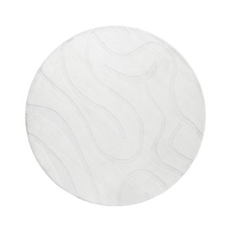 Beliani Alfombra Para Sal&oacute;n Moderna Forma Redonda Jacquard 160 X 160 Cm Pelo Corto Blanco Crema Selvori