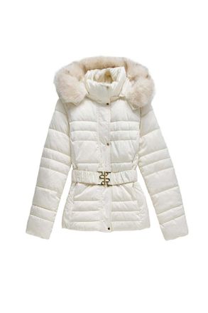 Salsa Steppjacke SALSA Salsa Jeans Steppjacke Short Puffer Coat With Fur Hood, Damen, Gr. L, beige, Obermaterial: 100% Polyester PES., Jacken Steppjacke