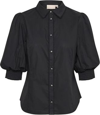 Karen by Simonsen Meteorietblouse met pofmouwen - Dames - Overhemden - Zwart - 2XS - Overhemden