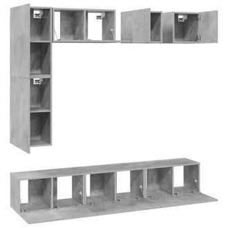 Berkfield Home Practical 8 Piece TV Cabinet Set Concrete Grey Engineered Wood