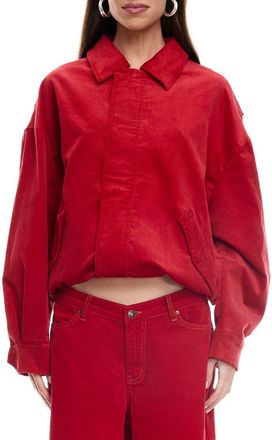 Lioness Kenny Oversize Corduroy Bomber Jacket in Crimson at Nordstrom, Size X-Small