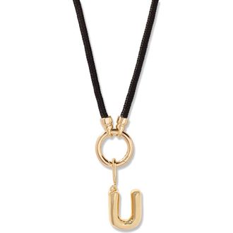 Brook & York Kai Initial Charm Necklace in Gold/Black U at Nordstrom