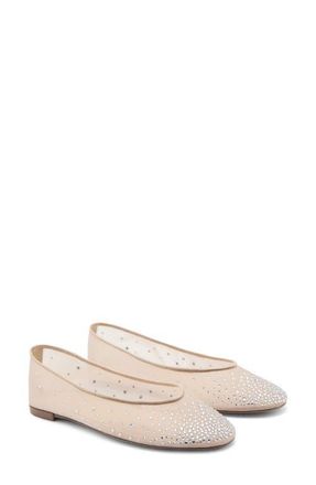Mango Rhinestone Mesh Ballet Flat in Beige at Nordstrom, Size 9Us